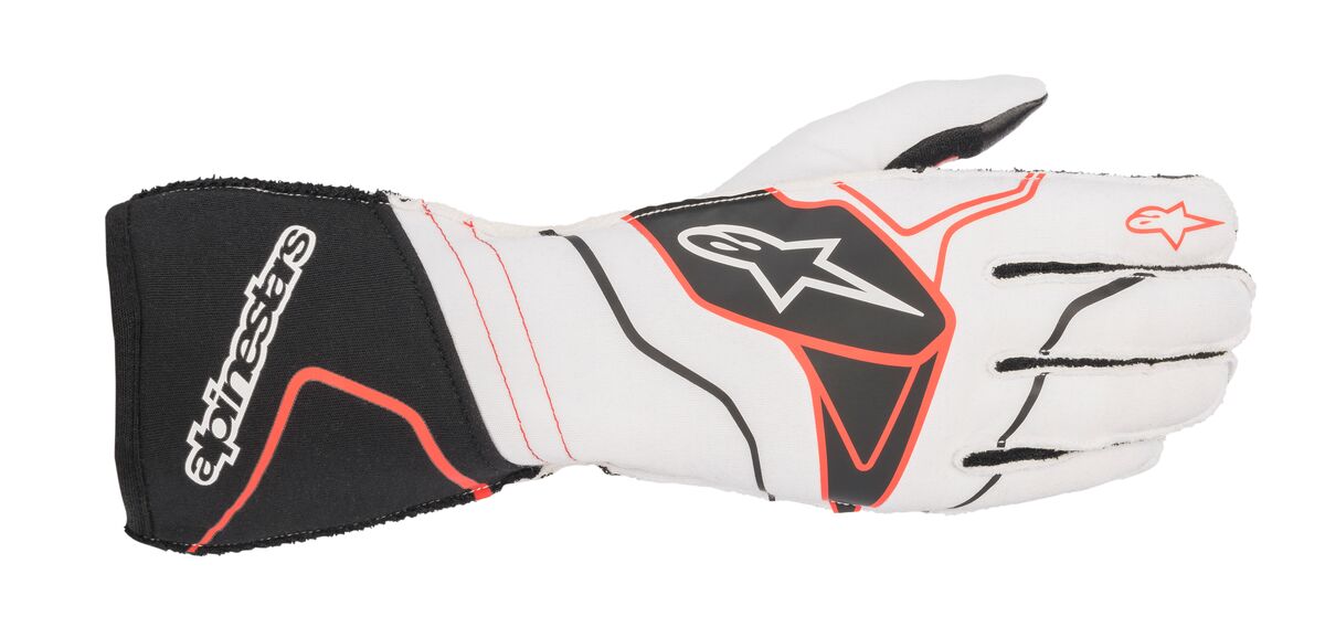 2022 White Black Red Alpinestars Tech-1 ZX Glove