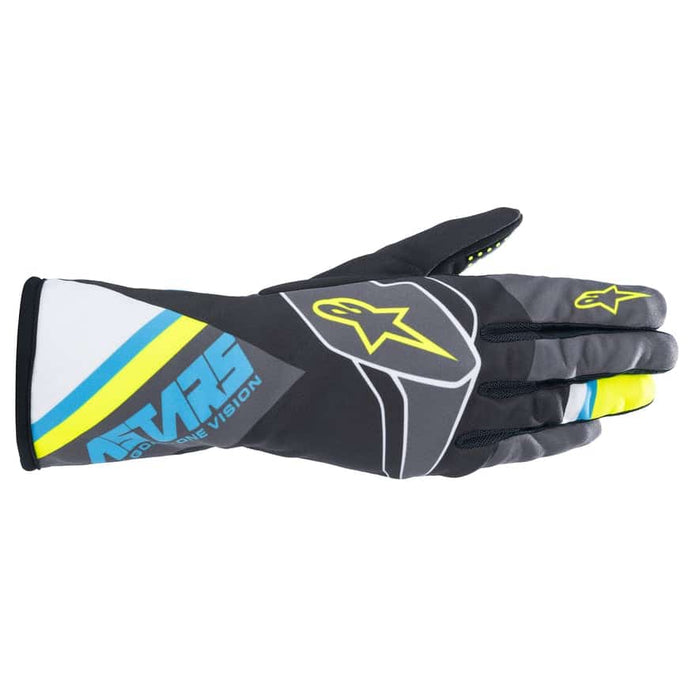 Alpinestars 1 K Race Kart v2 Graphic Glove Black Cyan Yellow Fluro