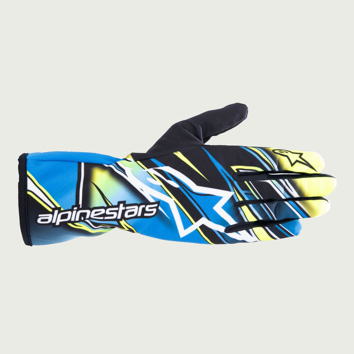 Alpinestars 1 K Race V2 Competition Glove Adult Yellow Fluro Blue and White