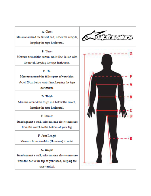 Sizing Charts — Chicane Racewear